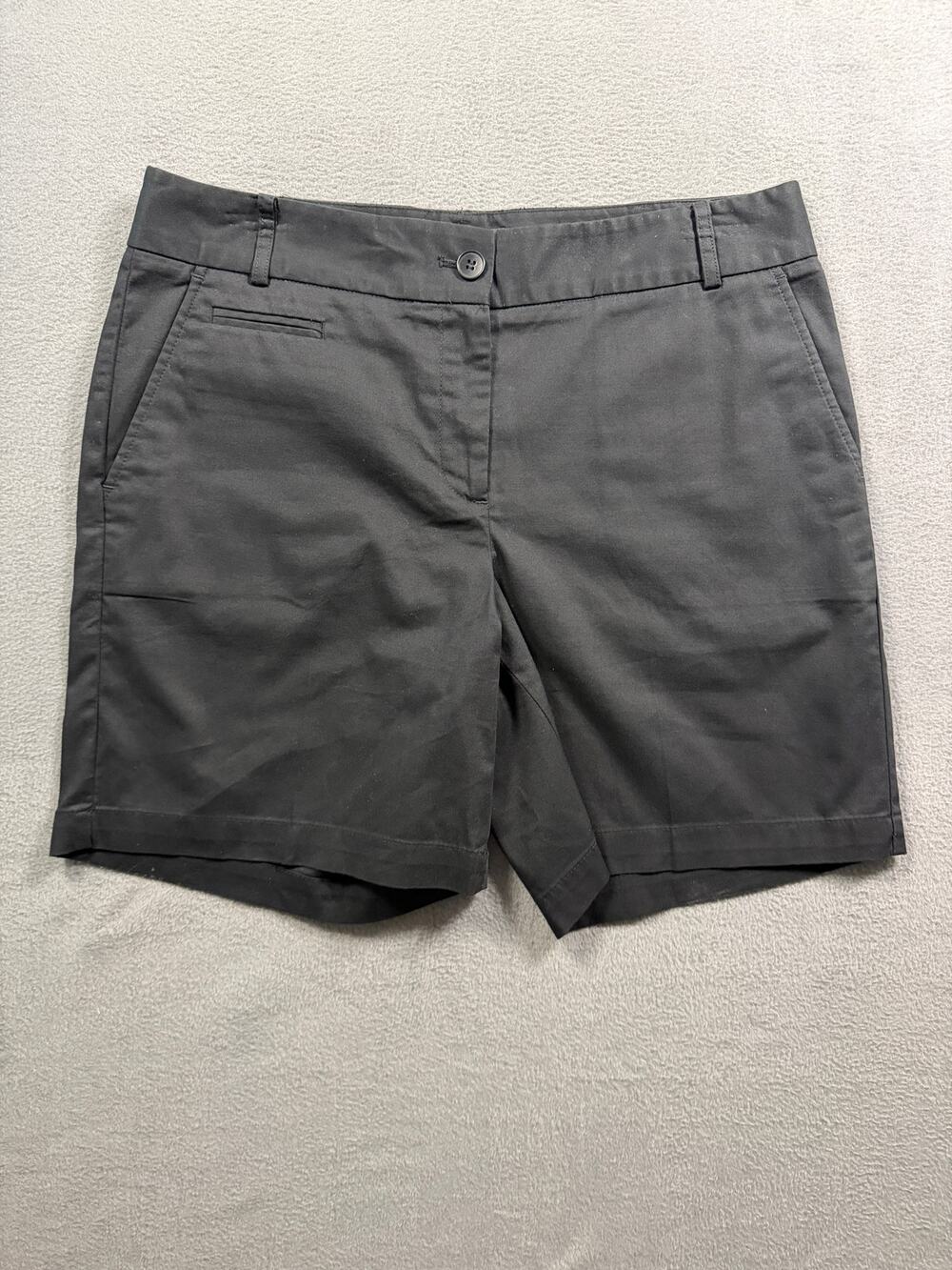 Talbots Women's Charcoal Dark Gray Flat Front Twill Chino Walking Shorts Size 6